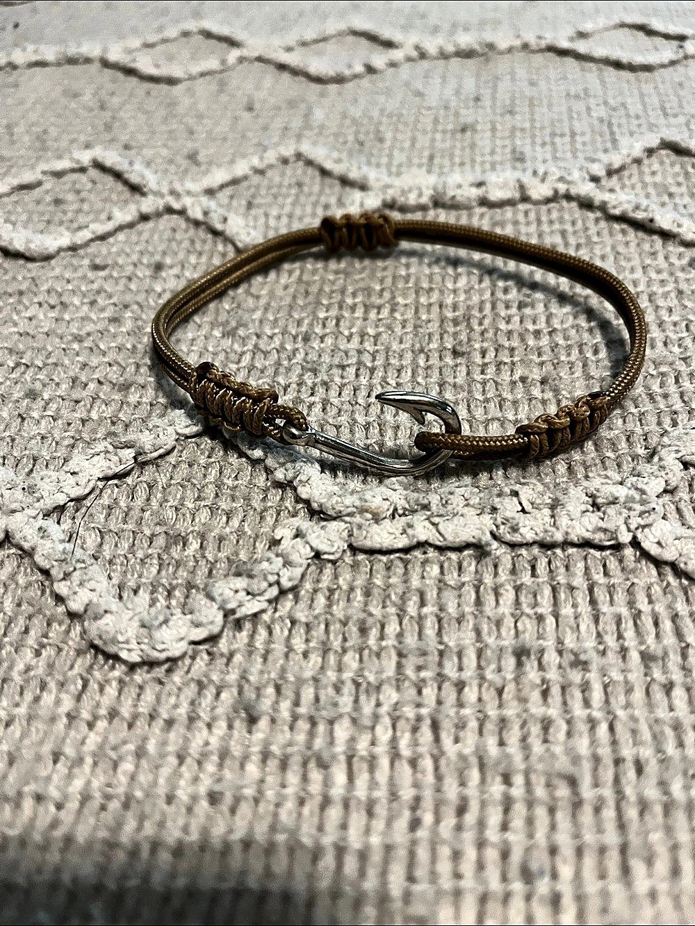 Key West, Florida Hook Clasp Cord Ankle Bracelet in Brown & Silver